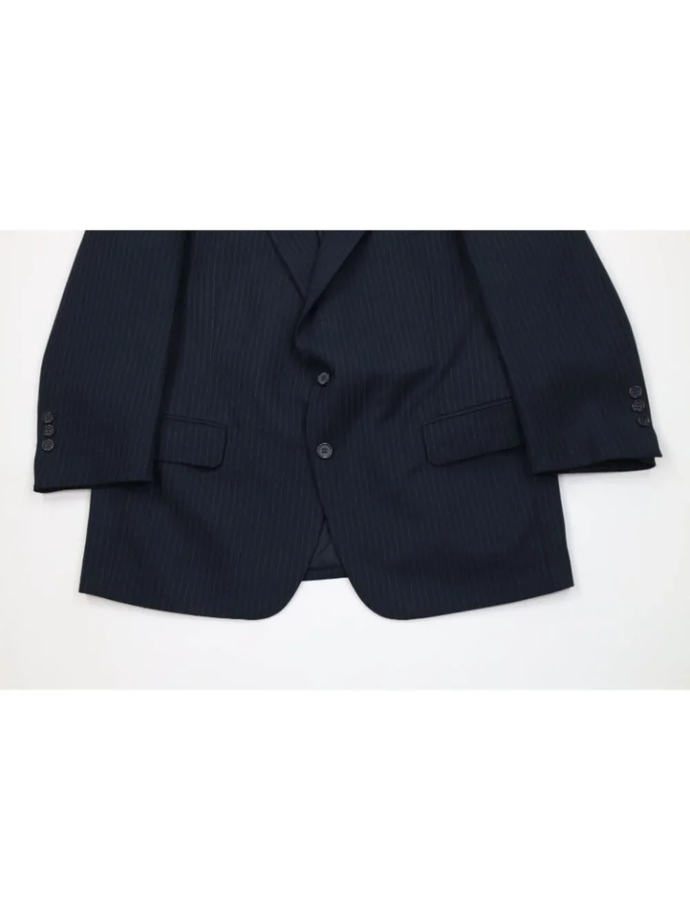 Vintage 70s Streetwear Mens 44S 3 Piece Suit Pinstriped Wedding Wide Leg 38x28